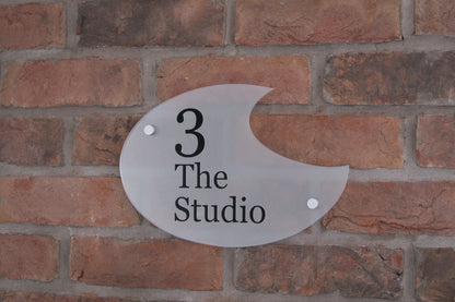 Acrylic House Sign - Crescent - Frosted/Clear