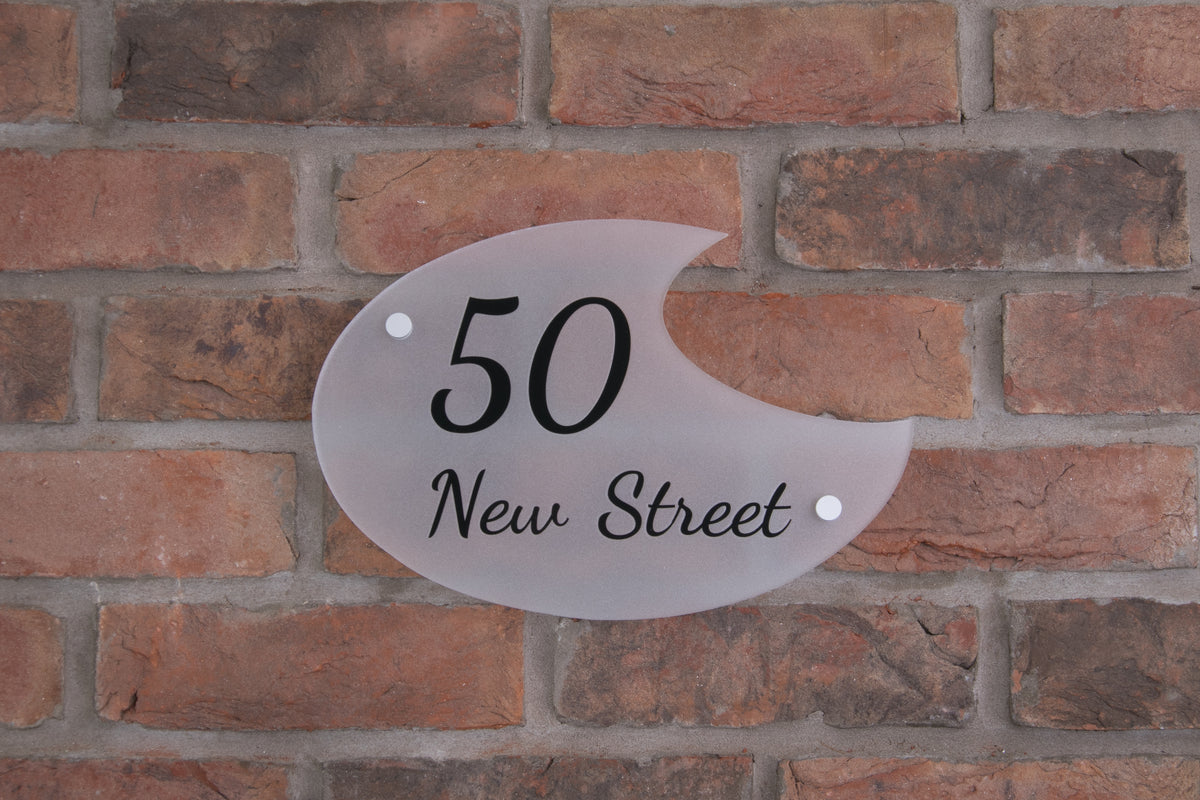 Acrylic House Sign - Crescent - Frosted/Clear