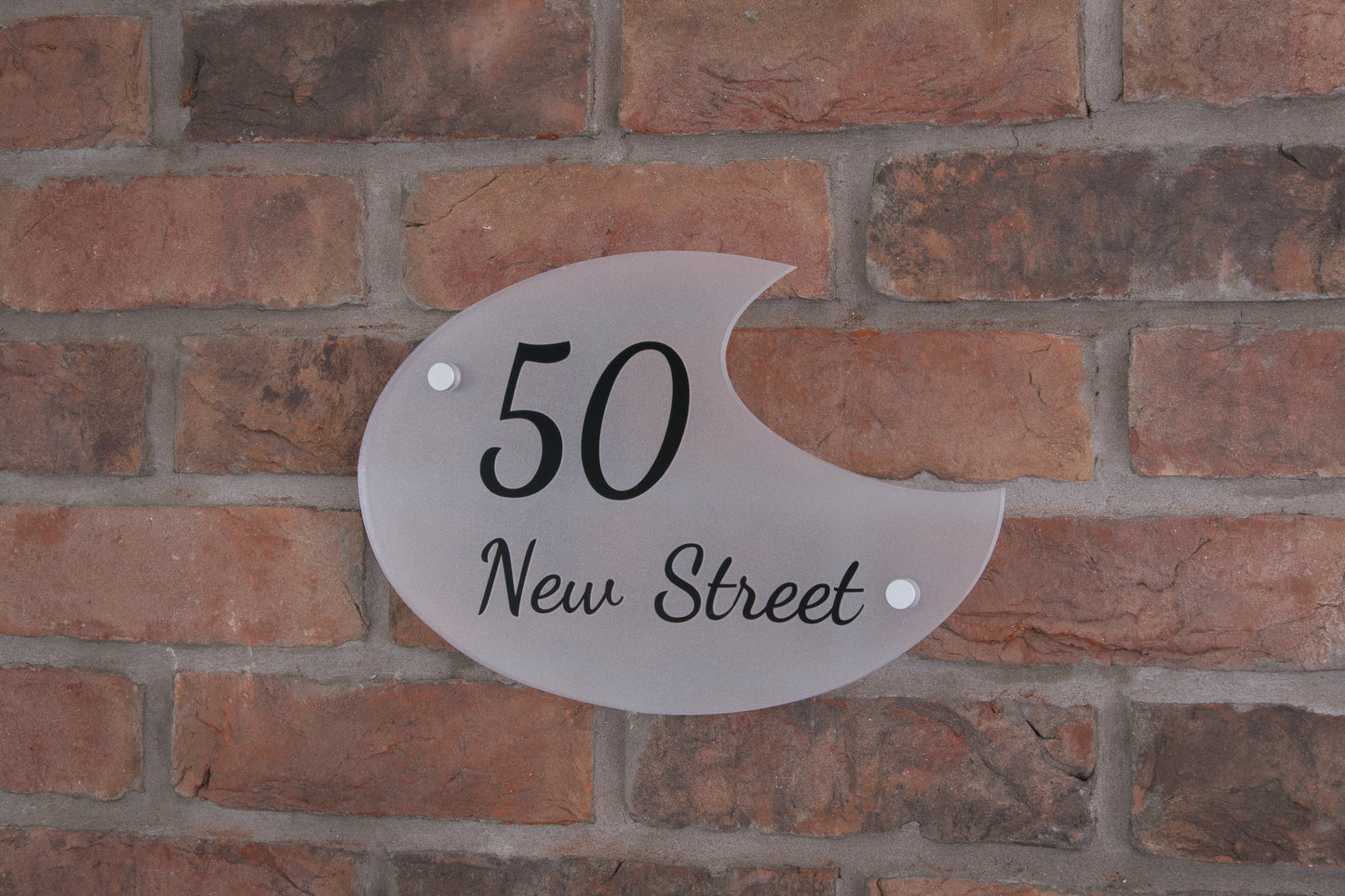 Acrylic House Sign - Crescent - Frosted/Clear