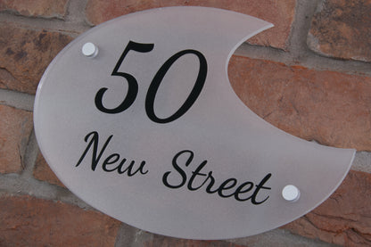 Acrylic House Sign - Crescent - Frosted/Clear