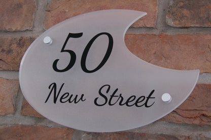 Acrylic House Sign - Crescent - Frosted/Clear
