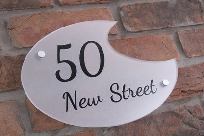 Acrylic House Sign - Crescent - Frosted/Clear