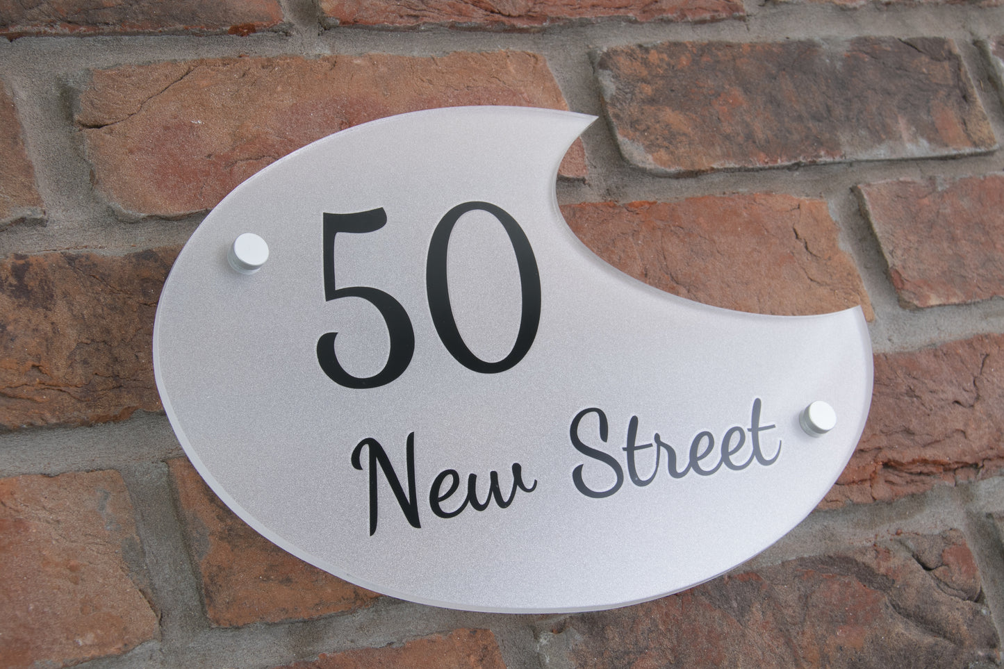 Acrylic House Sign - Crescent - Frosted/Clear