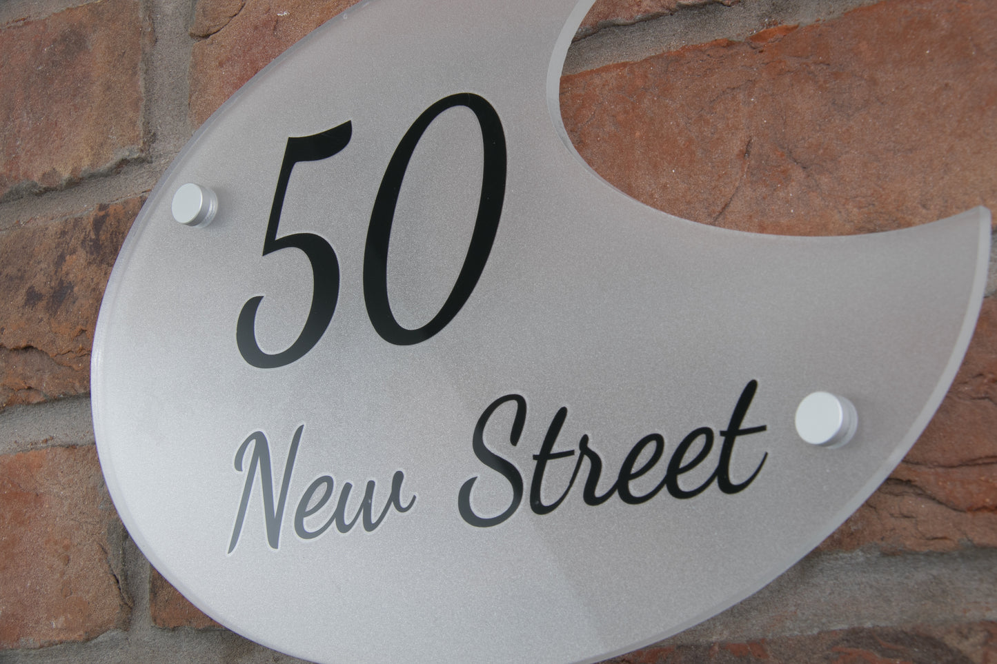 Acrylic House Sign - Crescent - Frosted/Clear