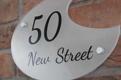 Acrylic House Sign - Crescent - Frosted/Clear