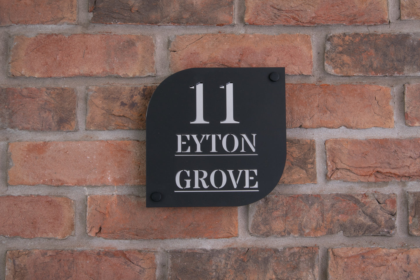 Matt Black Acrylic House Sign with Mirrored Base Layer