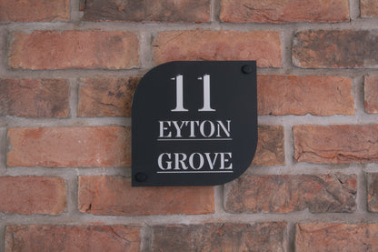 Matt Black Acrylic House Sign with Mirrored Base Layer