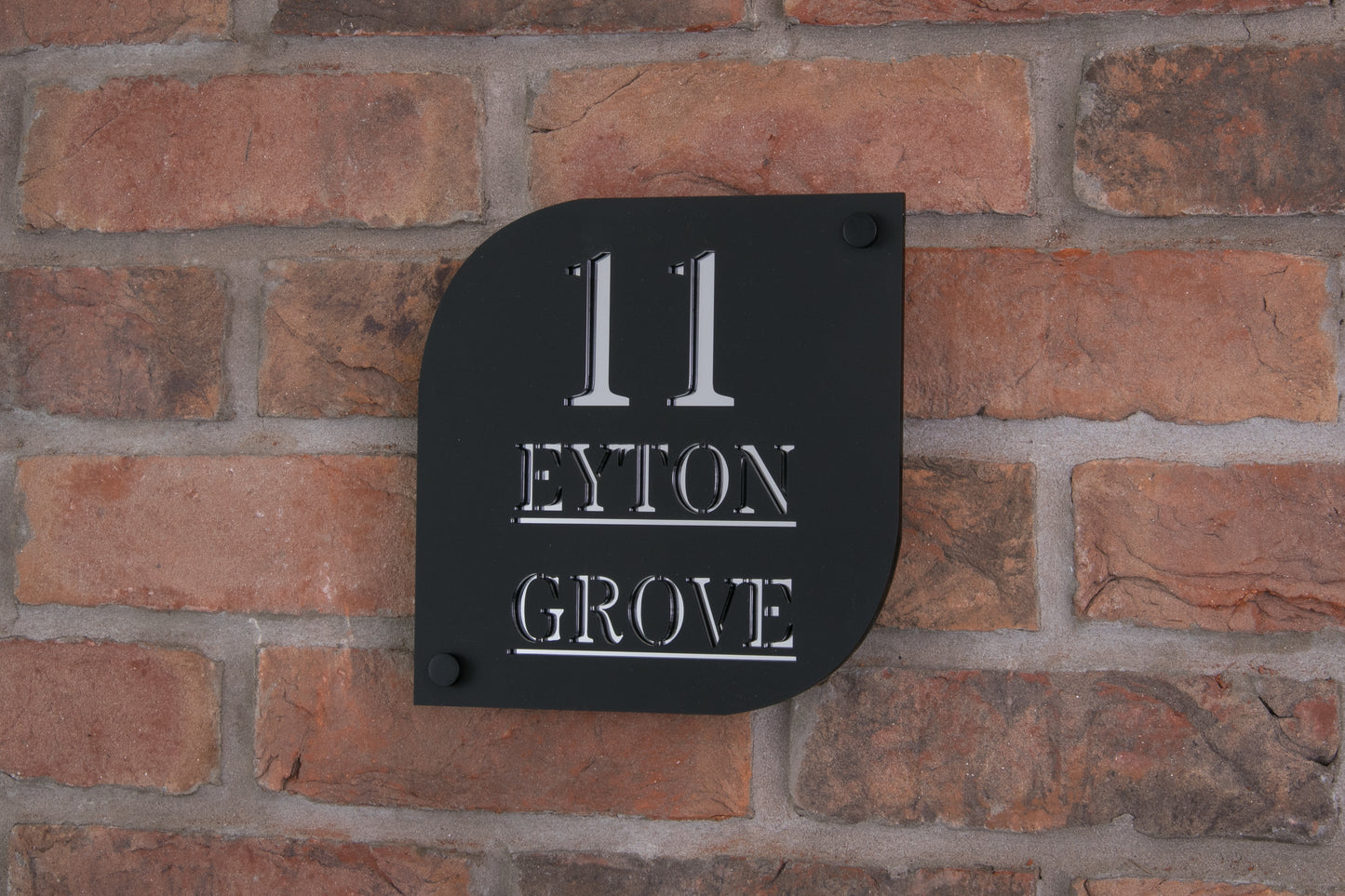 Matt Black Acrylic House Sign with Mirrored Base Layer