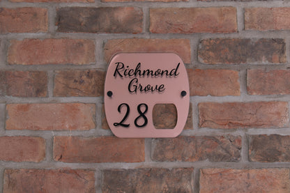 Double Layer Acrylic House Sign - Rounded Rectangle - Brushed Steel Effect