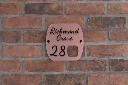 Double Layer Acrylic House Sign - Rounded Rectangle - Brushed Steel Effect