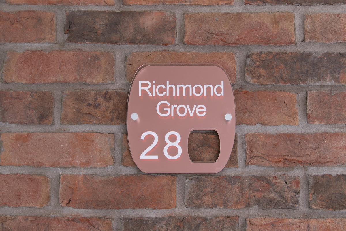 Double Layer Acrylic House Sign - Rounded Rectangle - Brushed Steel Effect