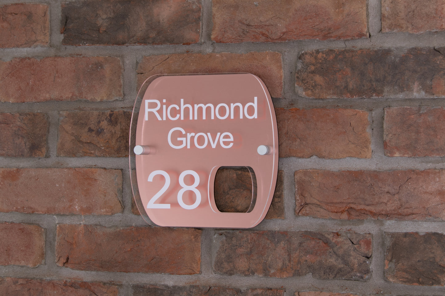 Double Layer Acrylic House Sign - Rounded Rectangle - Brushed Steel Effect