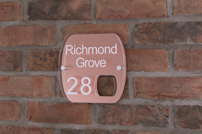 Double Layer Acrylic House Sign - Rounded Rectangle - Brushed Steel Effect