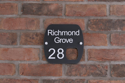 Double Layer Acrylic House Sign - Rounded Rectangle - Brushed Steel Effect