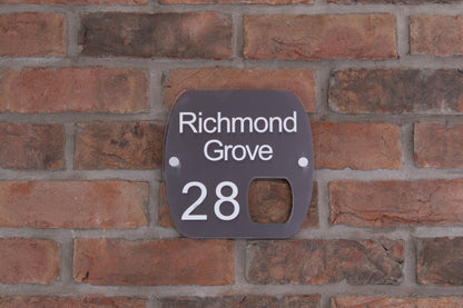 Double Layer Acrylic House Sign - Rounded Rectangle - Brushed Steel Effect