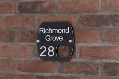 Double Layer Acrylic House Sign - Rounded Rectangle - Brushed Steel Effect