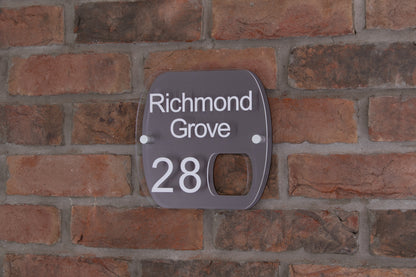 Double Layer Acrylic House Sign - Rounded Rectangle - Brushed Steel Effect