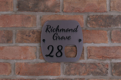 Double Layer Acrylic House Sign - Rounded Rectangle - Brushed Steel Effect