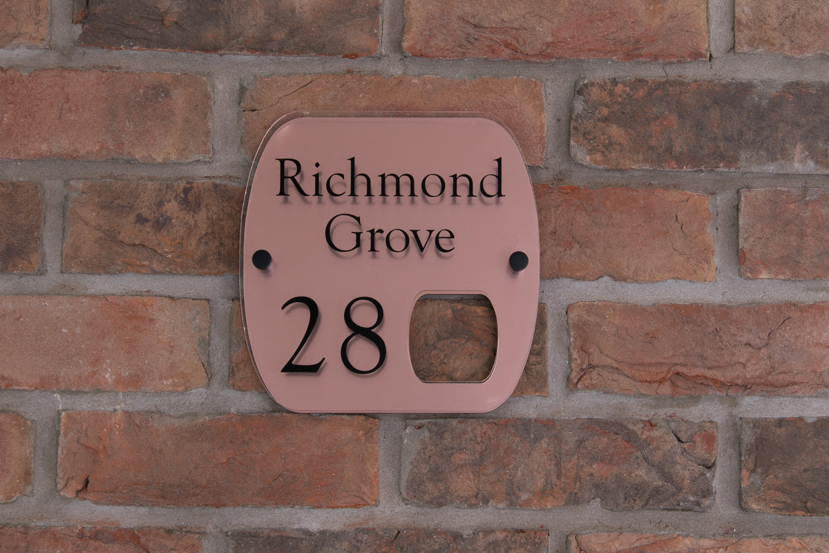 Double Layer Acrylic House Sign - Rounded Rectangle - Brushed Steel Effect