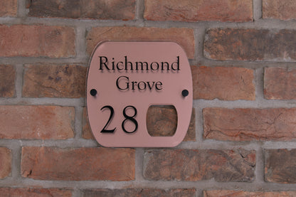 Double Layer Acrylic House Sign - Rounded Rectangle - Brushed Steel Effect