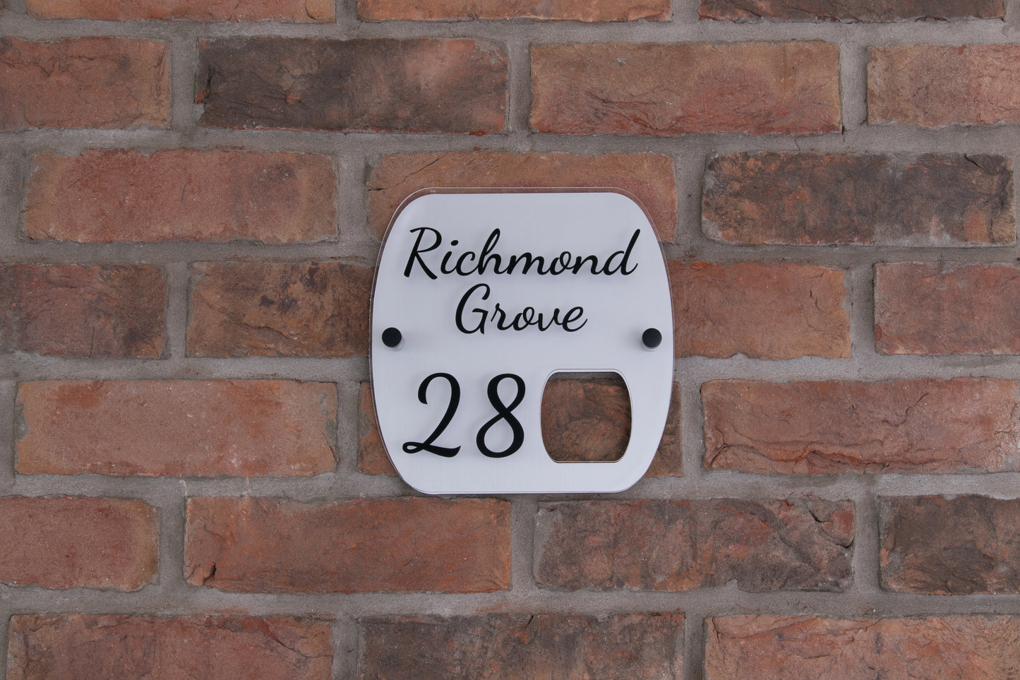Double Layer Acrylic House Sign - Rounded Rectangle - Brushed Steel Effect