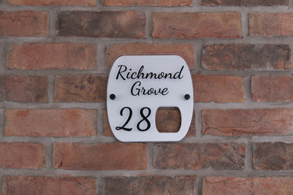Double Layer Acrylic House Sign - Rounded Rectangle - Brushed Steel Effect