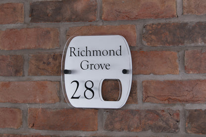 Double Layer Acrylic House Sign - Rounded Rectangle - Brushed Steel Effect