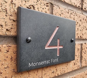 Smooth Slate House Number 1, 2, 3 digits