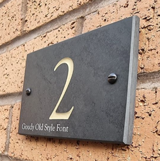 Smooth Slate House Number 1, 2, 3 digits