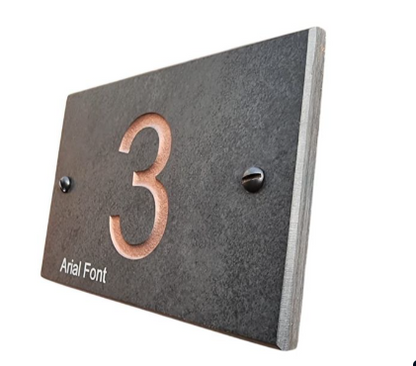 Smooth Slate House Number 1, 2, 3 digits