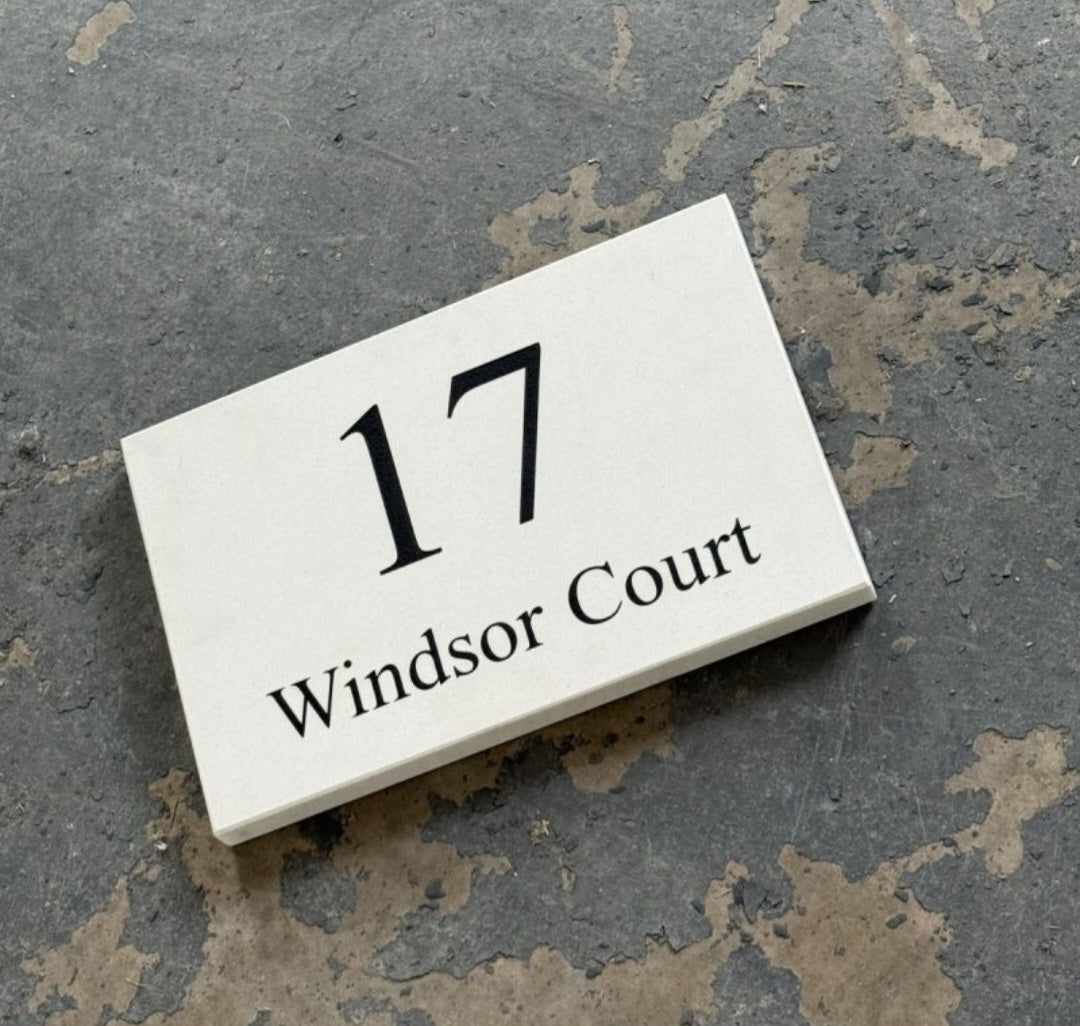 White Marble House Sign 30 x 20cm