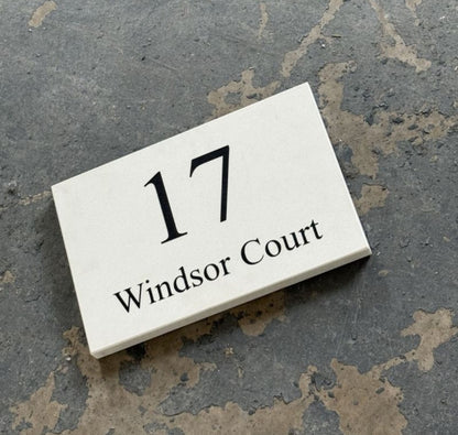 White Marble House Sign 30 x 20cm