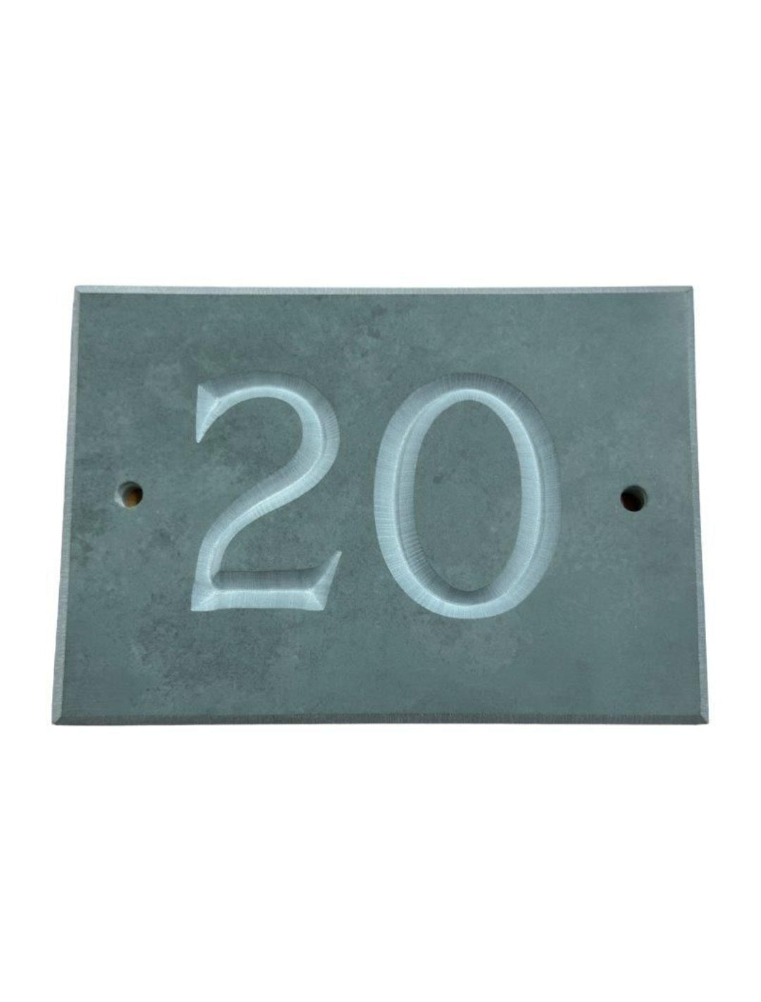 Slate House Number V-carved With White Infill Numbers from 1-99