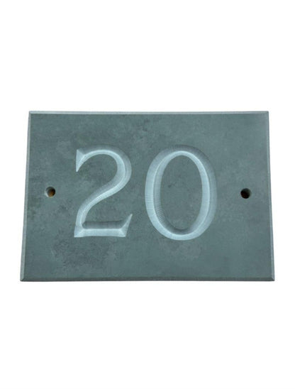 Slate House Number V-carved With White Infill Numbers from 1-99