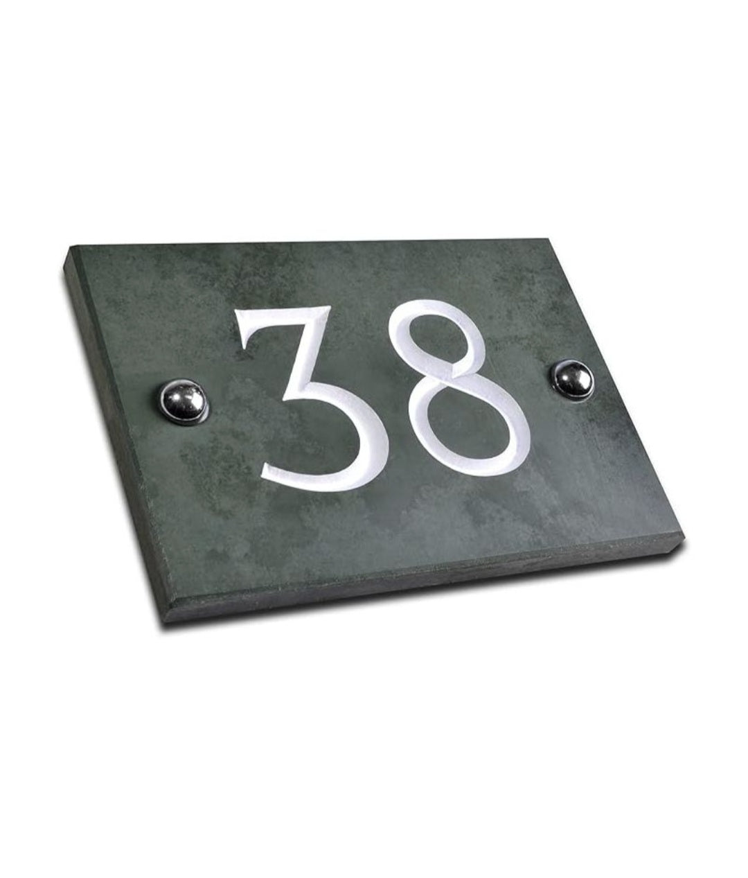 Slate House Number V-carved With White Infill Numbers from 1-99