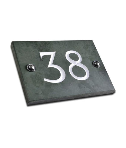 Slate House Number V-carved With White Infill Numbers from 1-99
