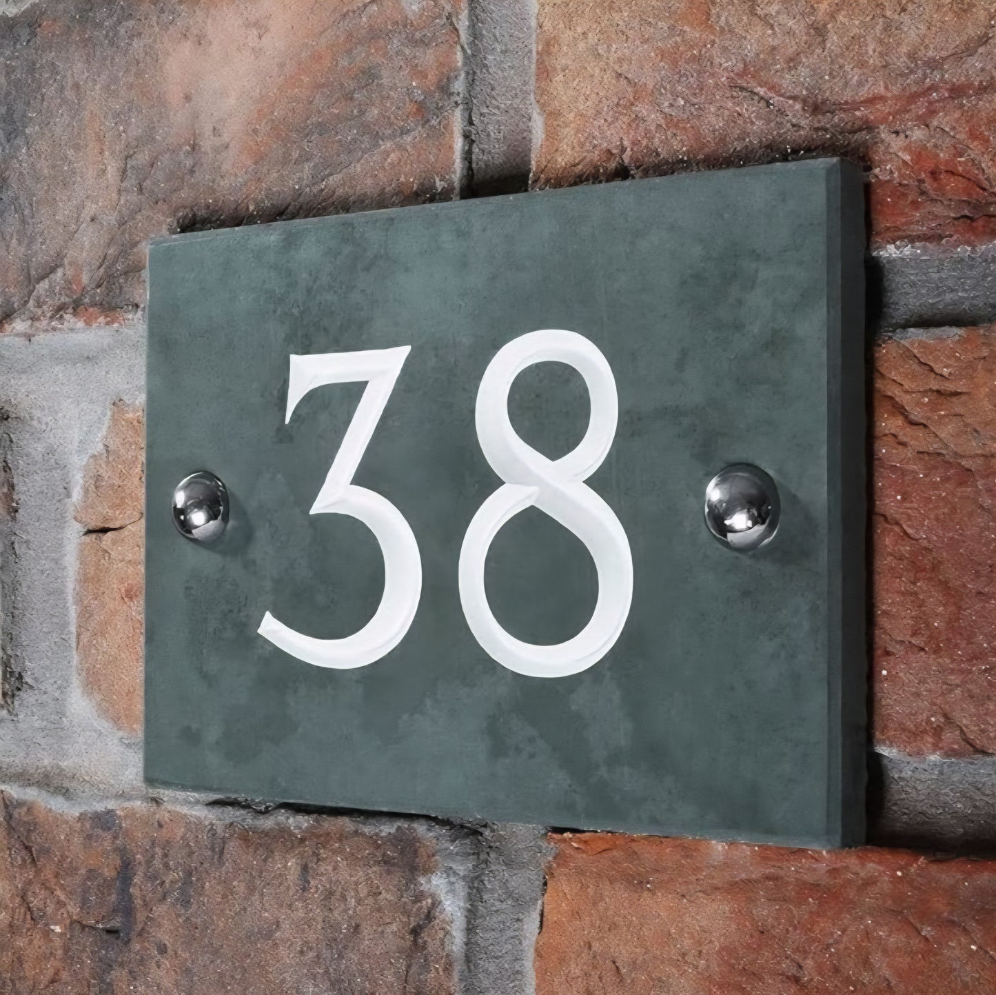 Slate House Number V-carved With White Infill Numbers from 1-99