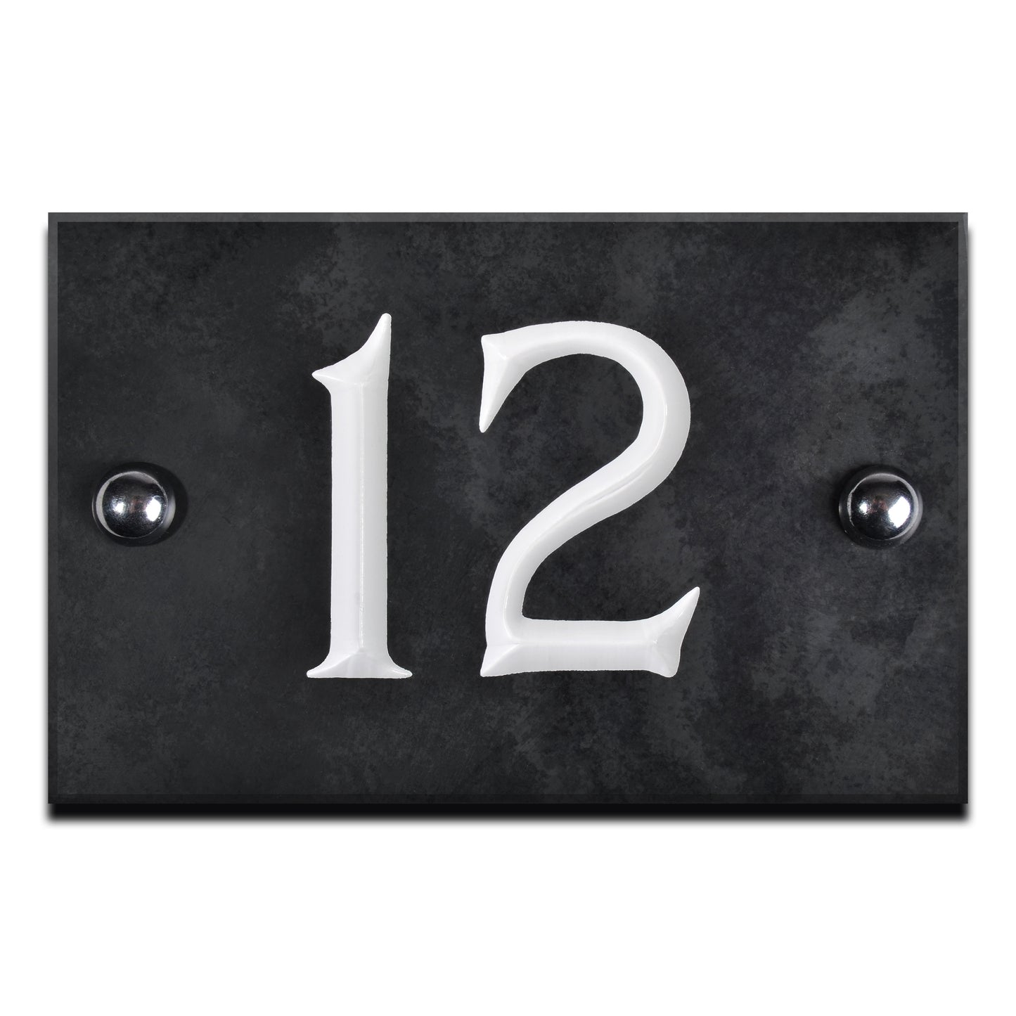 Slate House Number V-carved With White Infill Numbers from 1-99