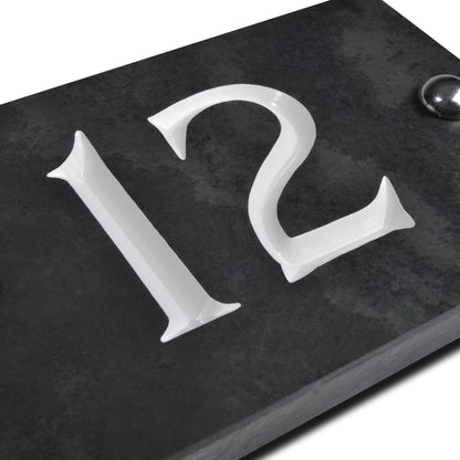 Slate House Number V-carved With White Infill Numbers from 1-99