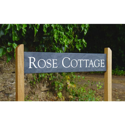Free Standing Slate and Oak House Sign