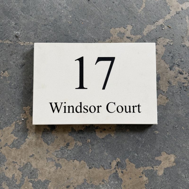 White Marble House Sign 30 x 20cm