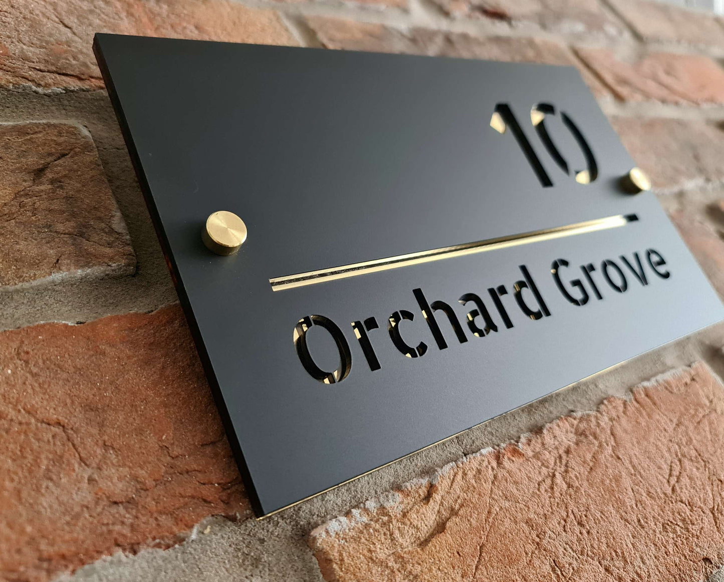 Mirror Acrylic House Sign - Matt Black/Anthracite & Gold/Silver - 25 x 15cm