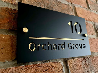 Mirror Acrylic House Sign - Matt Black/Anthracite & Gold/Silver - 25 x 15cm