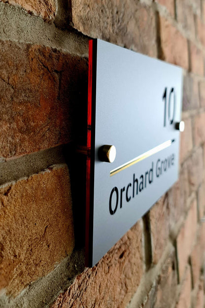 Mirror Acrylic House Sign - Matt Black/Anthracite & Gold/Silver - 25 x 15cm