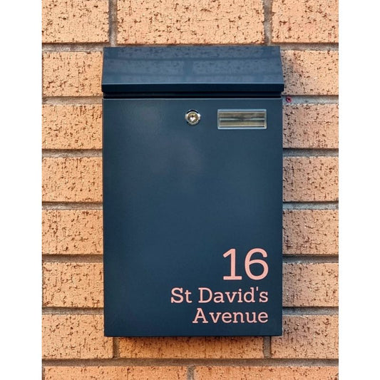 Personalised galvanised steel letterbox - Anthracite grey