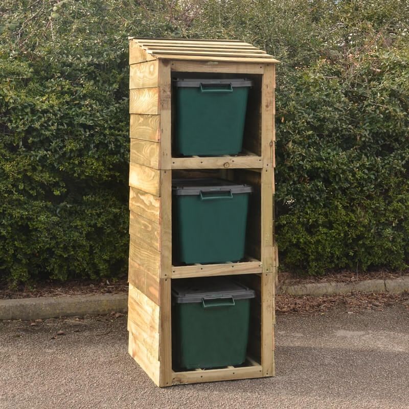 Wooden Recycling Bin Store FREE personalised address labels