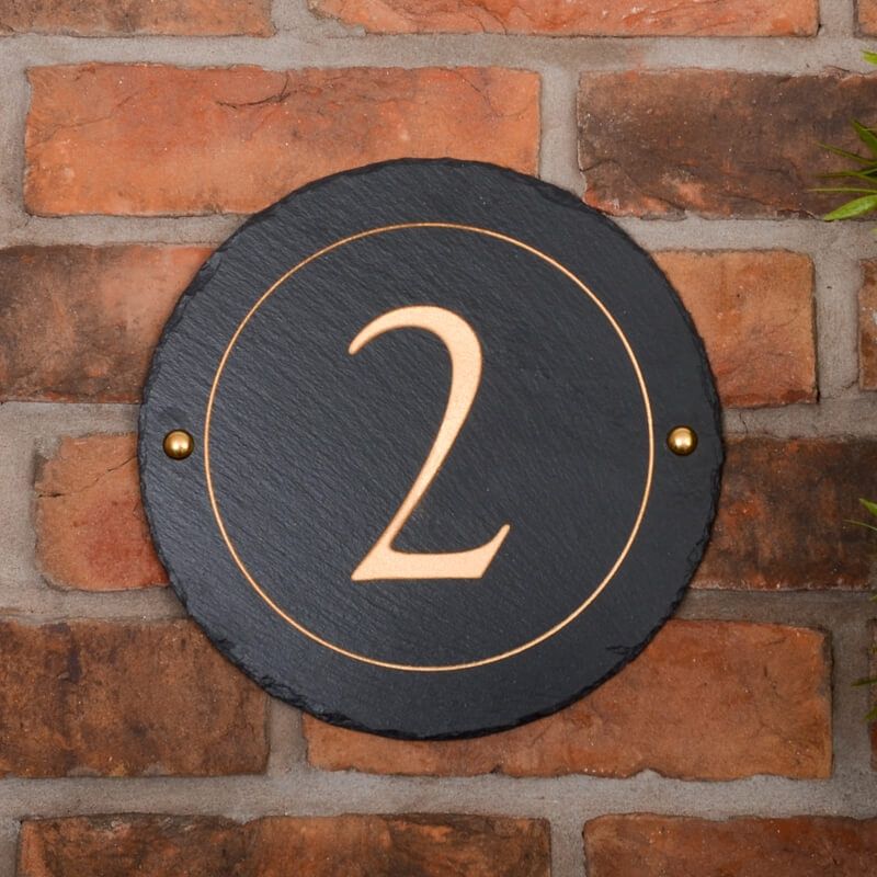 Round Rustic Slate House Number - 18cm/24cm diameter