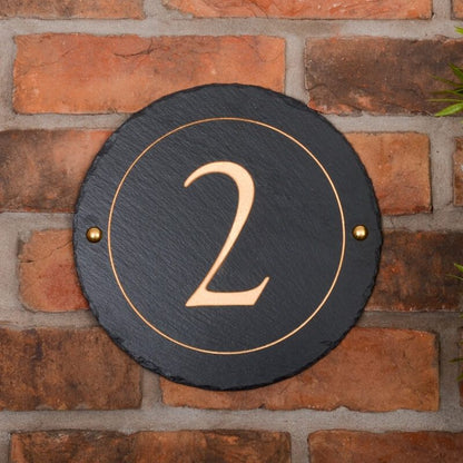 Round Rustic Slate House Number - 18cm/24cm diameter