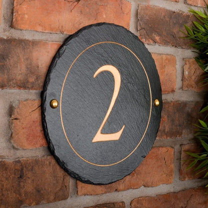 Round Rustic Slate House Number - 18cm/24cm diameter