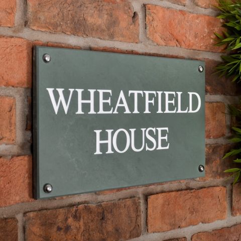 Green Smooth Slate House Sign